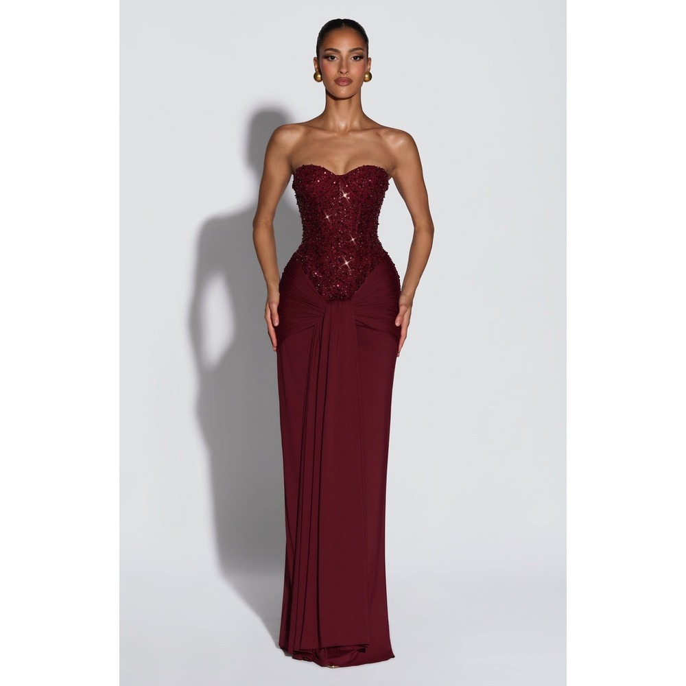 Babyboo Carina Maxi Dress Burgundy Medium New With Tags